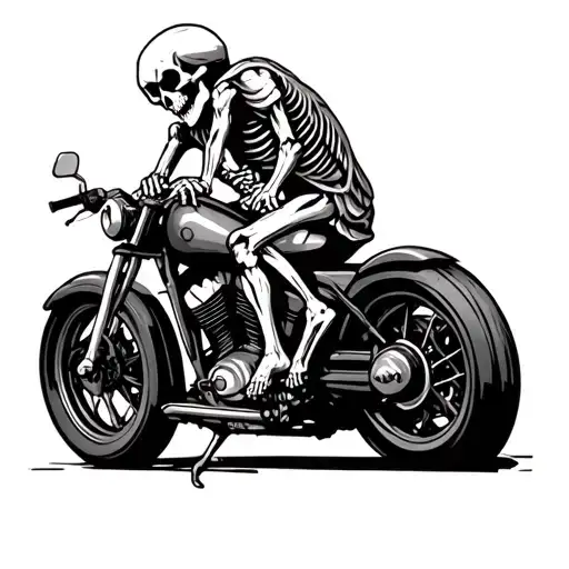 skeleton riding motorcycle tattoo design idea
