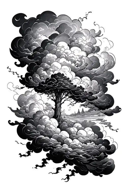 dark clouds surrounding tattoo design idea