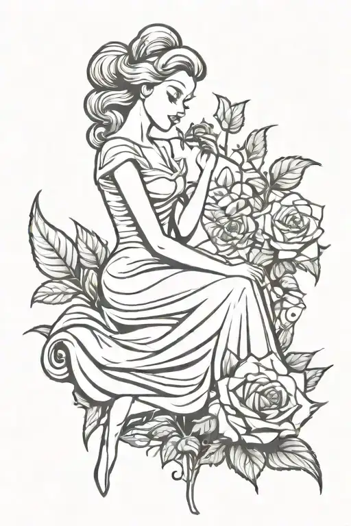cinderella staying on rose smoking weed tattoo design idea