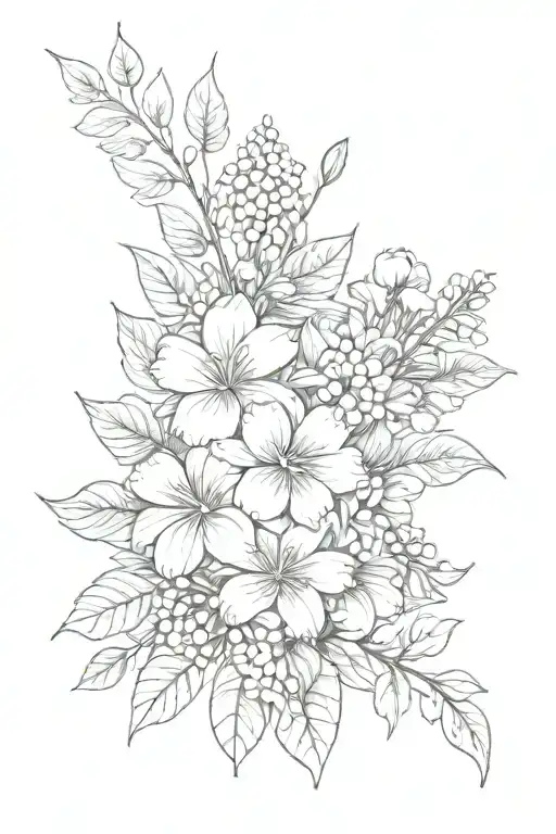 july and December birth flower bouquet tattoo design idea