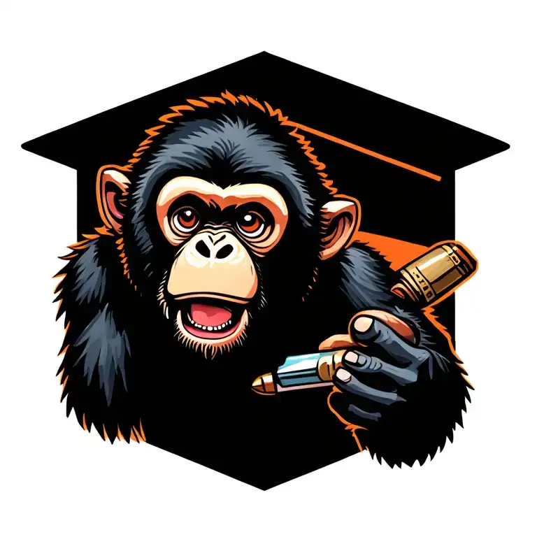 monkey holding tattoo design idea
