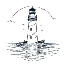 Lighthouse near ocean background tattoo design idea