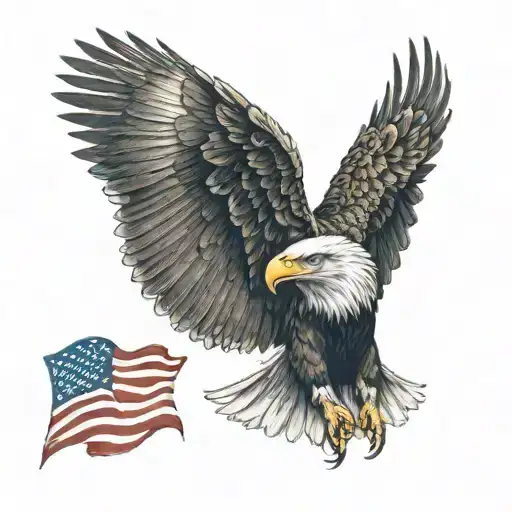 bald eagle god bless usa flag tattoo design idea