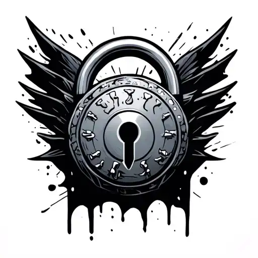 padlock shatered tattoo design idea