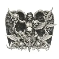death angel love family strength courage bravery honor demon tattoo design idea