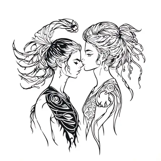 Scorpio girl and Gemini guy love tattoo design idea