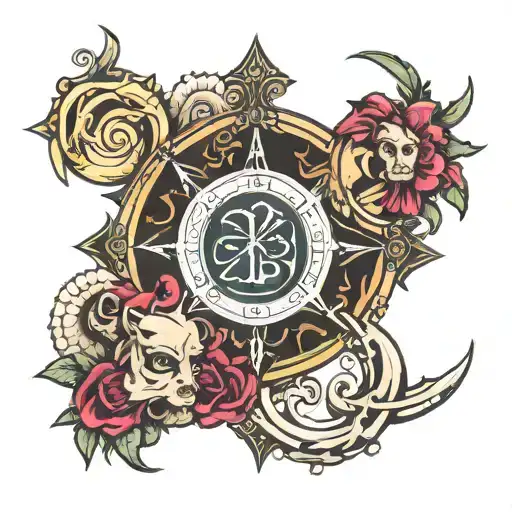 cancer libra leo aries zodiac sign tattoo design idea