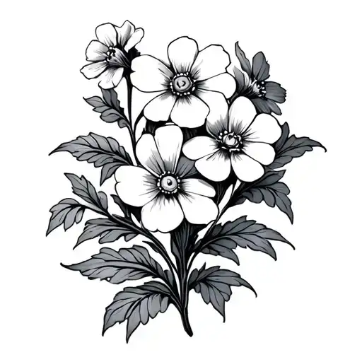 William morris style forget me not flowers tattoo design idea