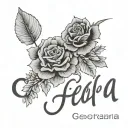 A minimalist tattoo design featuring Georgia, Kai, and Alana's names in a sleek and modern font, with each name subtly highlighted in a different shade of black and grey tattoo design idea