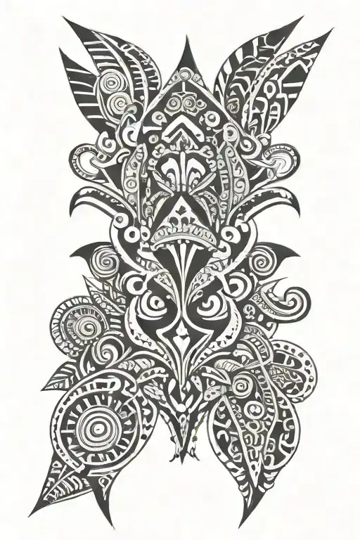 tribal style tattoo featuring African patterns inspired tattoo design idea