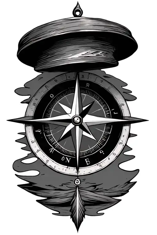 simple compass with long north arrow tattoo design idea