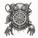 Create a tattoo Fog watch Rose Name LeviWith Robot partsBlack and White With knuckles from soni tattoo design idea