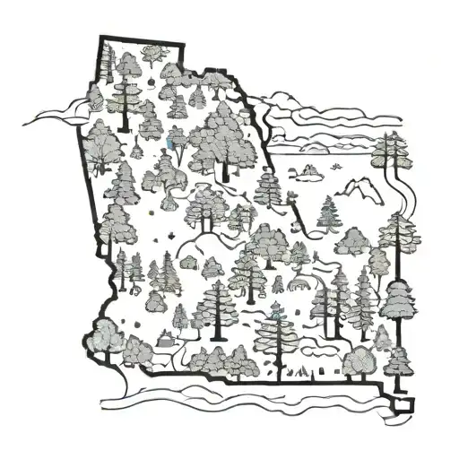 Washington state outline Alabama state Outline and outdoor scenery for both tattoo design idea