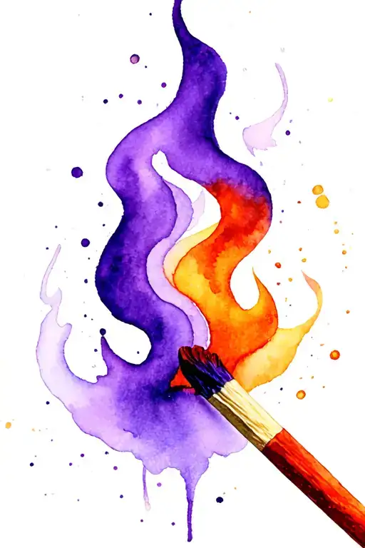 burnt out match with a purple flame tattoo design idea