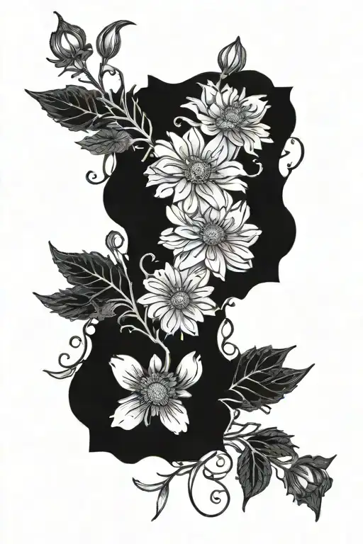 marigold and cosmos tattoo design idea