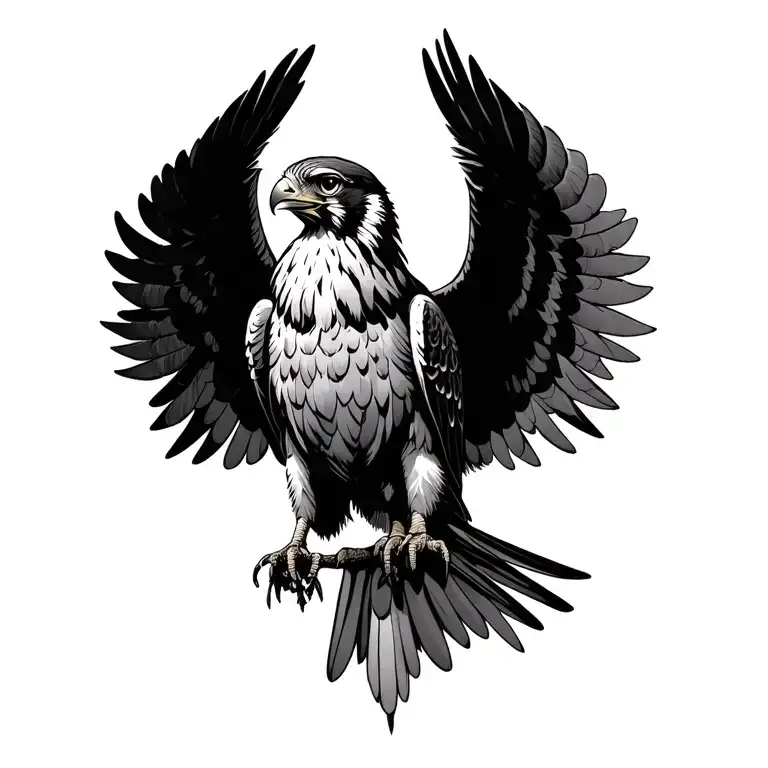 falcon spreading wings tattoo design idea