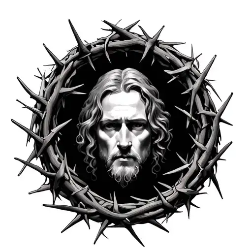 the words psalm 23:4 surrounded by the crown of thorns tattoo design idea