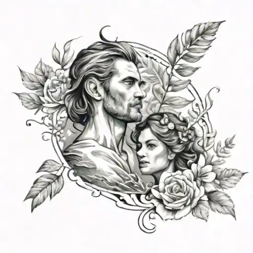 A portrait tattoo of the client's family members, each represented as a different element of nature (e.g., wind, water, fire) tattoo design idea