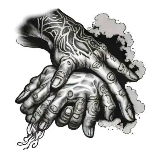 the creation of adam hands tattoo design idea