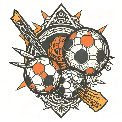 darts and soccer ball tattoo design idea