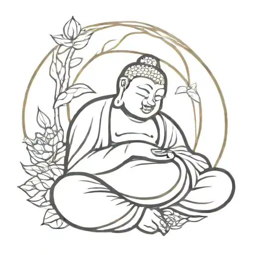 sleeping buddha inner peace tattoo design idea