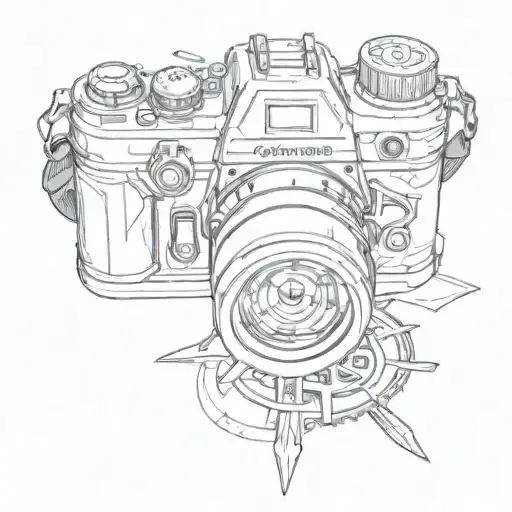 Mix of a camera with compass from tales of symphonia, the kame house tattoo design idea