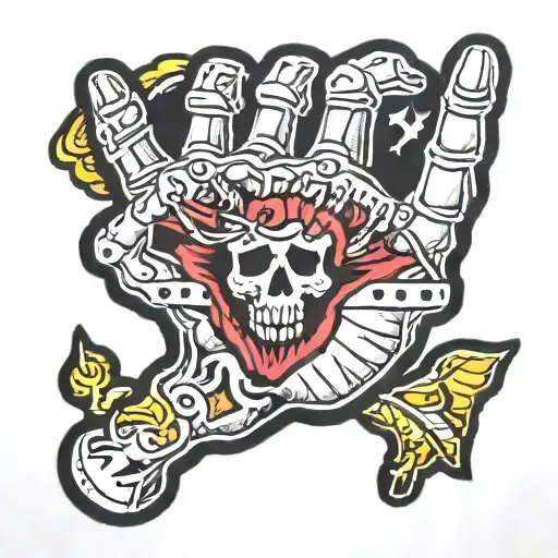 skeleton hand Shaka tattoo design idea