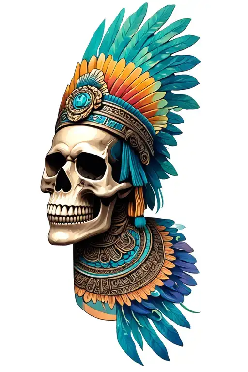 mayan skull tattoo design idea