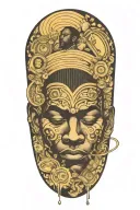 Black man with falling money tattoo design idea