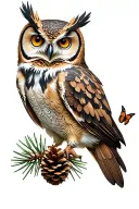 Bear claws, owl, pinecone, butterfly, "release" tattoo design idea