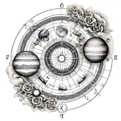 birth chart  with planets tattoo design idea
