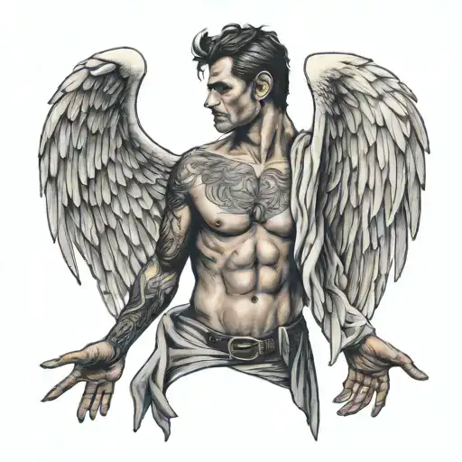 lucifer handsome male wings colour tattoo tattoo design idea