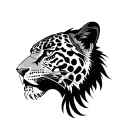 frontal view half face half jaguar warrio half inca warrior tattoo design idea