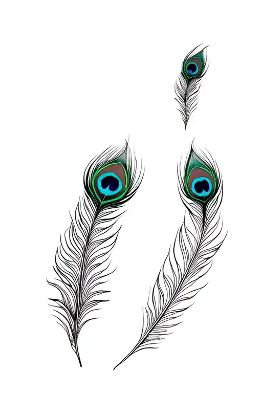 3 peacock feathers tattoo design idea