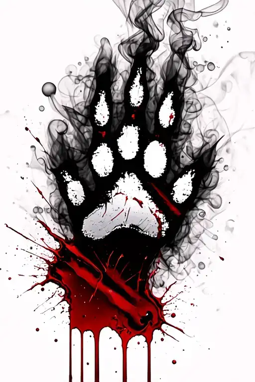 Open bleeding gash marks making a "Z" shape with a cat's paw print made of smoke overlaying  tattoo design idea