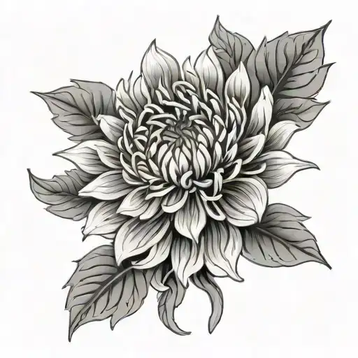 Fine Line Chrysanthemum tattoo design idea