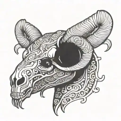 ram skull 4 horns stomach tattoo tattoo design idea