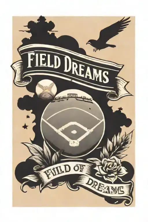   field of dreams baseball field tattoo design idea