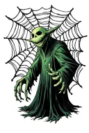 Oogie boogie from nightmare before Christmas in a spiderweb tattoo design idea
