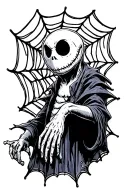 Oogie boogie from nightmare before Christmas in a spiderweb tattoo design idea