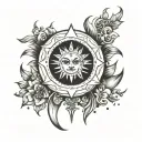 radiant crown in moon tattoo design idea