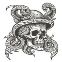 skull, snake, Flames tattoo design idea
