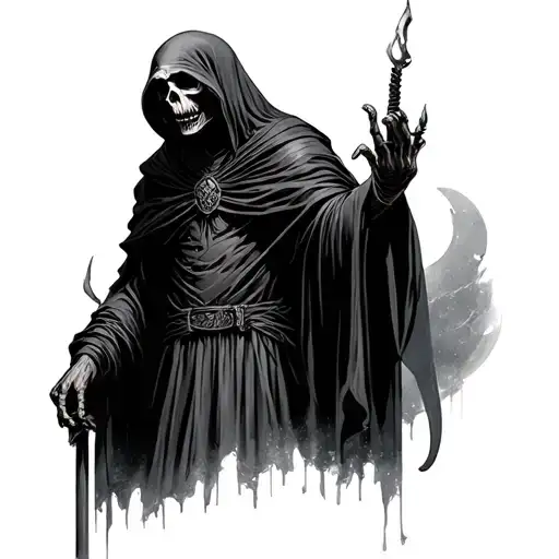 grim reaper standing tattoo design idea