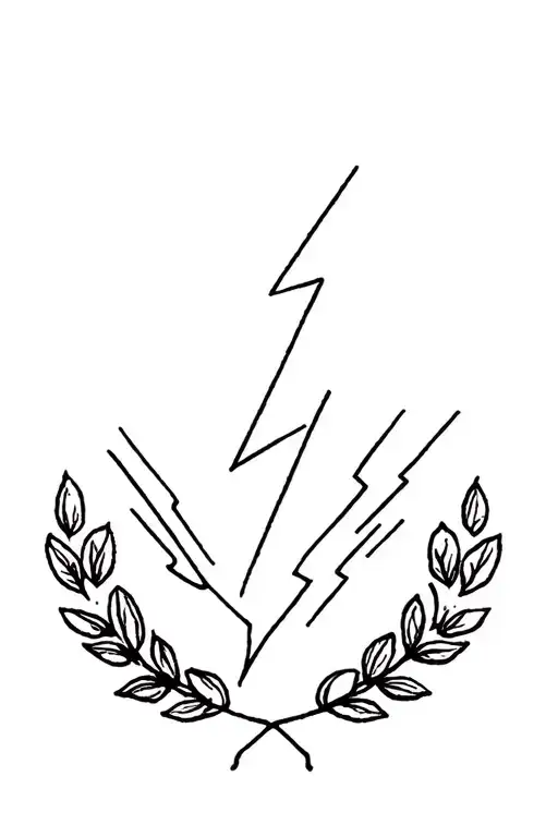laurel leaf wreath and lightning bolt tattoo design idea
