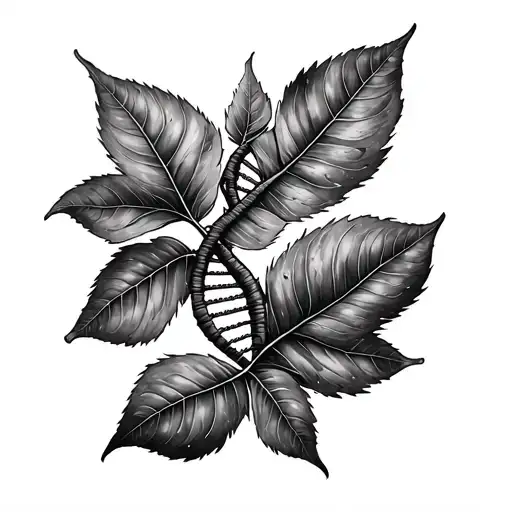 leaf dna double helix tattoo design idea