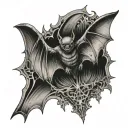bat gothic style tattoo design idea