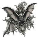 bat gothic style tattoo design idea