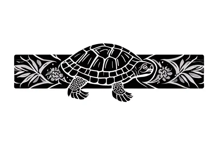 polynesian band tattoo with turtle swimming tattoo design idea