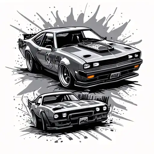graffiti car drifting and bike racing tattoo design idea