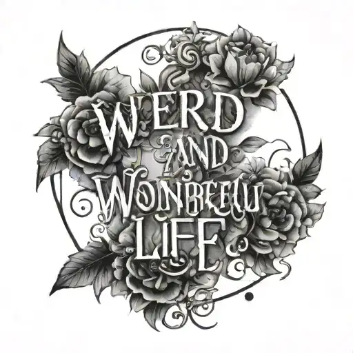 quote weird and wonderful life tattoo design idea